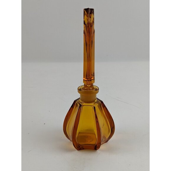 Vintage West Germany Irice Amber Glass Perfume Bottle Pineapple 6" Tall - Picture 4 of 12